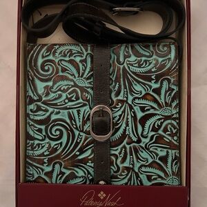Patricia Nash New Women’s Turquoise Tooled Leather Crossbody Handbag